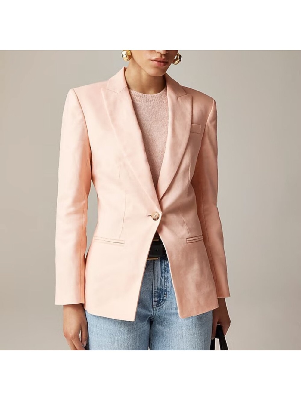 J. Crew Alexandra blazer in stretch linen blend in pale pink size 00